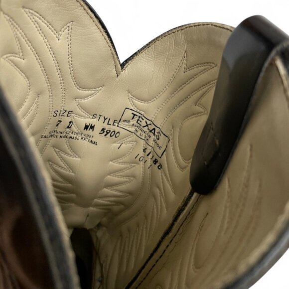 Texas Black Leather Western Cowboy Cowgirl Boots Women's 7 D - Picture 12 of 15